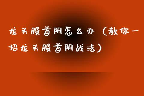 龙头股首阴怎么办（教你一招龙头股首阴战法）_https://www.dglong8.com_财经要闻_第1张