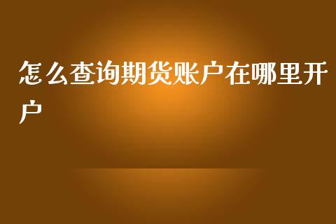 怎么查询期货账户在哪里开户