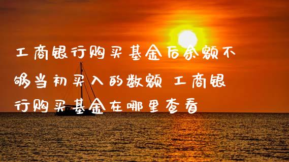 工商银行购买基金后余额不够当初买入的数额 工商银行购买基金在哪里查看