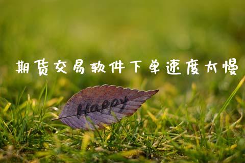 期货交易软件下单速度太慢