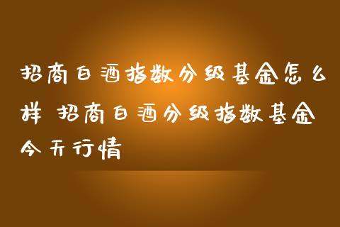 招商白酒指数分级基金怎么样 招商白酒分级指数基金今天行情