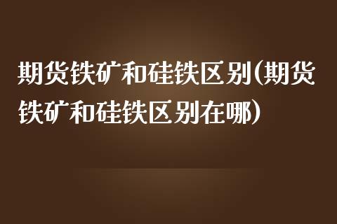 期货铁矿和硅铁区别(期货铁矿和硅铁区别在哪)