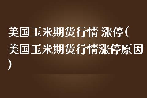 美国玉米期货行情 涨停(美国玉米期货行情涨停原因)