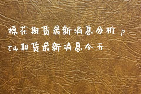 棉花期货最新消息分析 pta期货最新消息今天