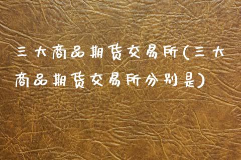三大商品期货交易所(三大商品期货交易所分别是)