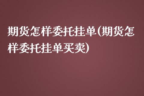 期货怎样委托挂单(期货怎样委托挂单买卖)
