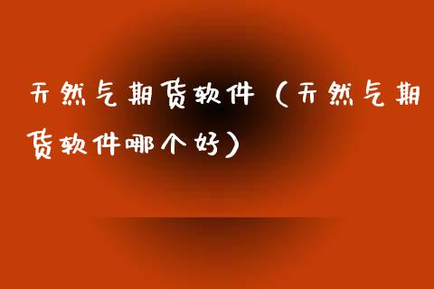 天然气期货软件（天然气期货软件哪个好）