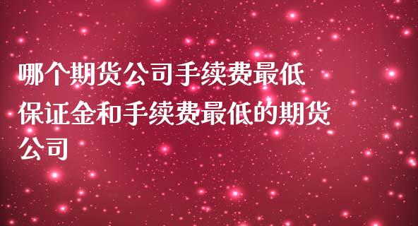 哪个期货公司手续费最低 保证金和手续费最低的期货公司