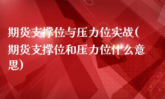期货支撑位与压力位实战(期货支撑位和压力位什么意思)