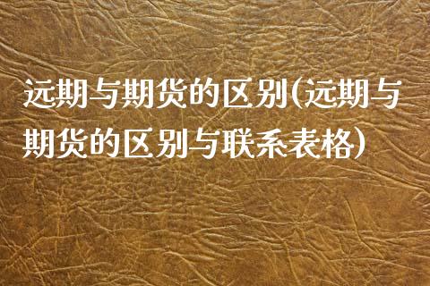 远期与期货的区别(远期与期货的区别与联系表格)