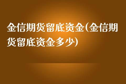 金信期货留底资金(金信期货留底资金多少)