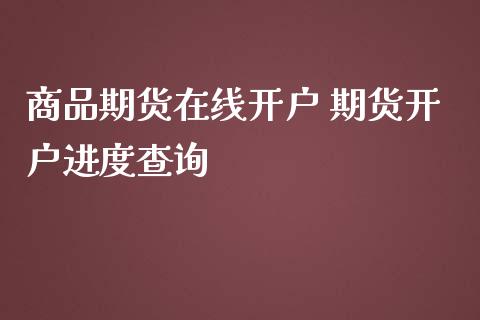 商品期货在线开户 期货开户进度查询