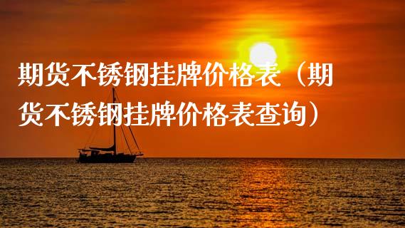 期货不锈钢挂牌价格表（期货不锈钢挂牌价格表查询）