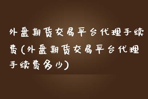 外盘期货交易平台代理手续费(外盘期货交易平台代理手续费多少)