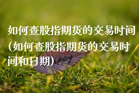 如何查股指期货的交易时间(如何查股指期货的交易时间和日期)