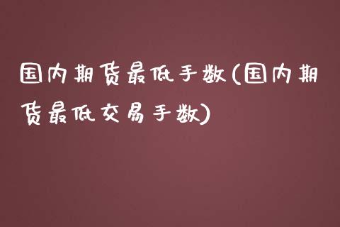 国内期货最低手数(国内期货最低交易手数)