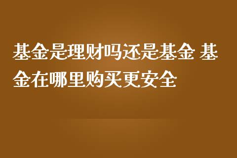 基金是理财吗还是基金 基金在哪里购买更安全_https://www.dglong8.com_基金理财_第1张