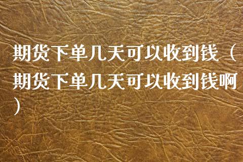 期货下单几天可以收到钱（期货下单几天可以收到钱啊）