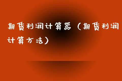 期货利润计算器（期货利润计算方法）