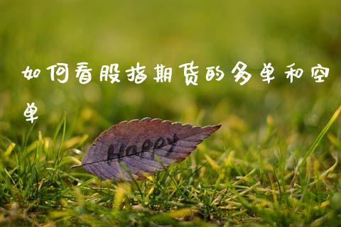 如何看股指期货的多单和空单