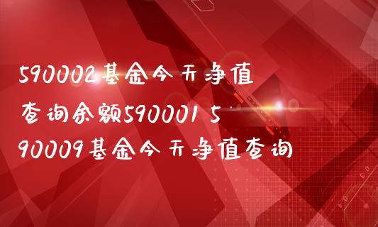 590002基金今天净值查询余额590001 590009基金今天净值查询