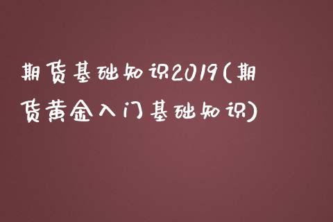 期货基础知识2019(期货黄金入门基础知识)