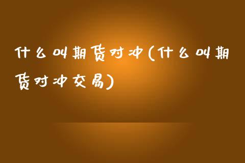 什么叫期货对冲(什么叫期货对冲交易)