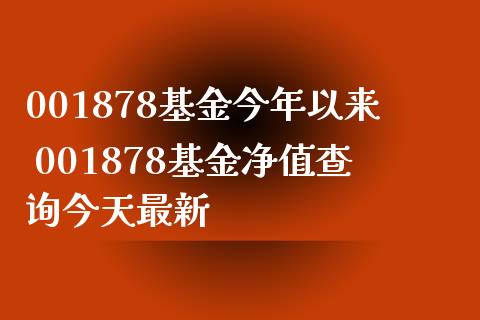 001878基金今年以来 001878基金净值查询今天最新