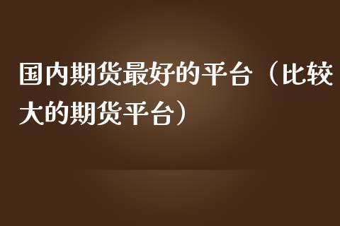 国内期货最好的平台（比较大的期货平台）