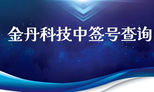 金丹科技中签号查询