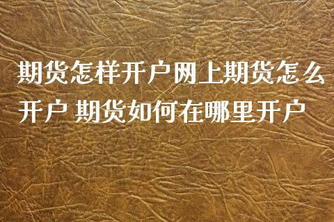 期货怎样开户网上期货怎么开户 期货如何在哪里开户