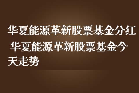 华夏能源革新股票基金分红 华夏能源革新股票基金今天走势