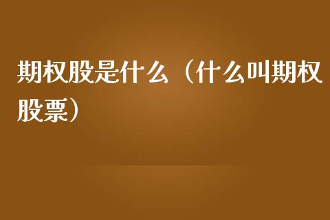 期权股是什么（什么叫期权股票）