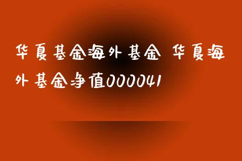 华夏基金海外基金 华夏海外基金净值000041