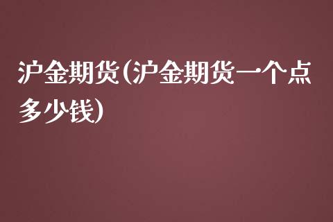 沪金期货(沪金期货一个点多少钱)