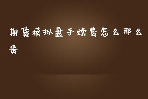 期货模拟盘手续费怎么那么贵