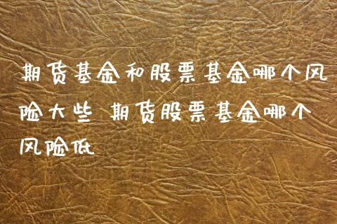 期货基金和股票基金哪个风险大些 期货股票基金哪个风险低