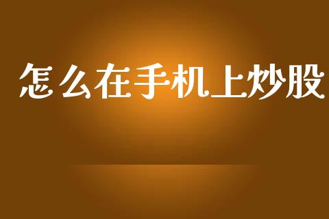 怎么在手机上炒股