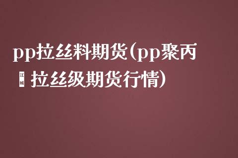 pp拉丝料期货(pp聚丙烯拉丝级期货行情)